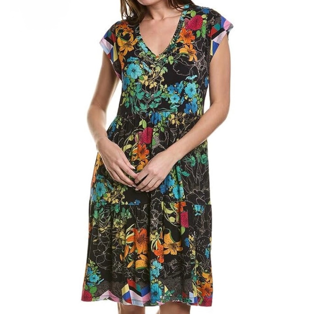 Johnny Was Black Floral Dress